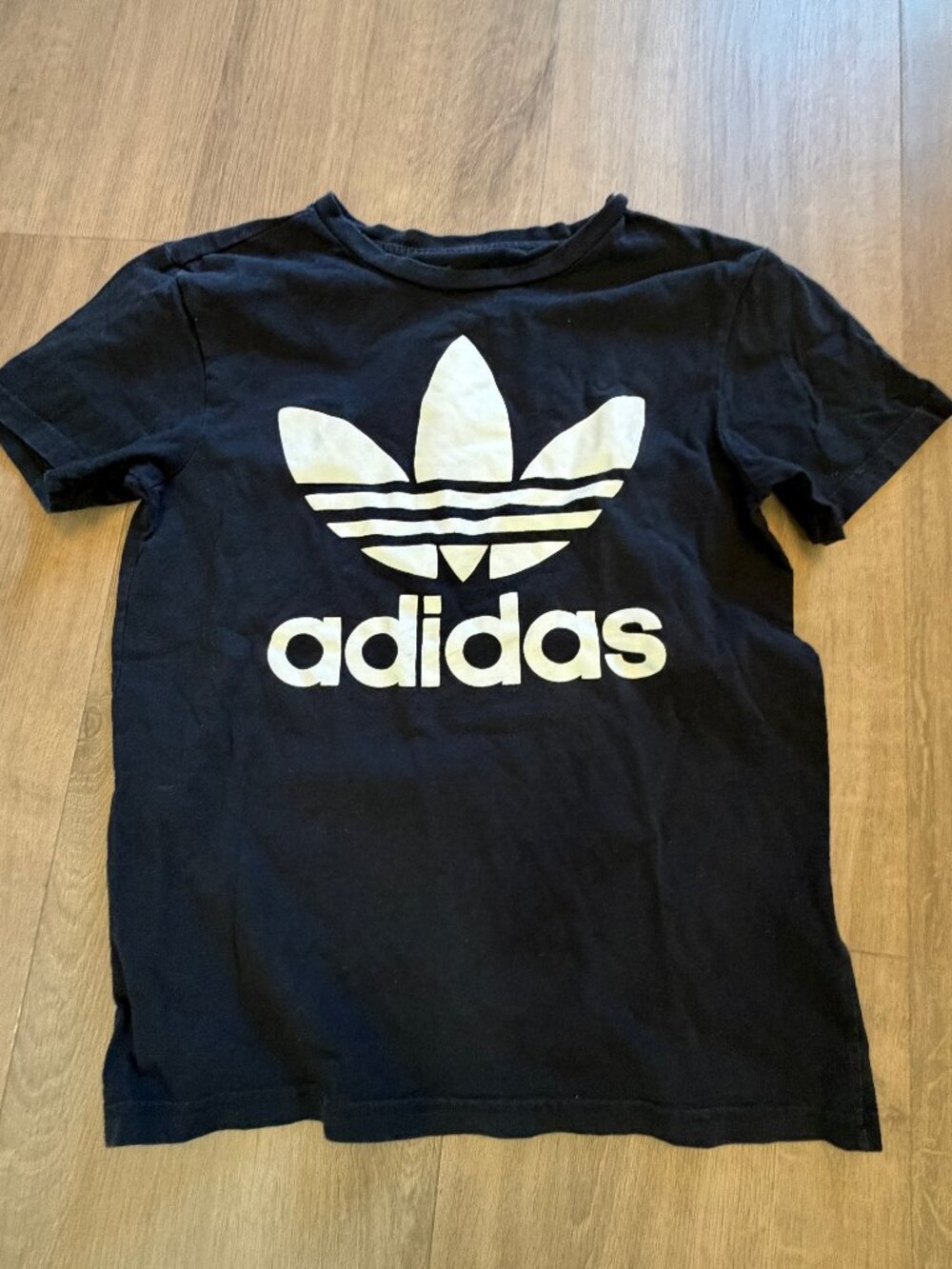 Adidas Originals Kids Black Big Trefoil Logo Tee White Classic Short Sleeve Shir